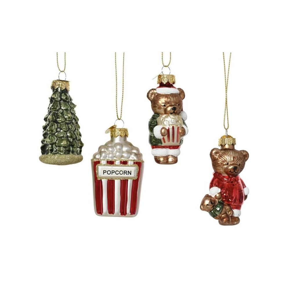 PENDENTI VETRO ORSO POP-CORN ALBERO H.7.5
